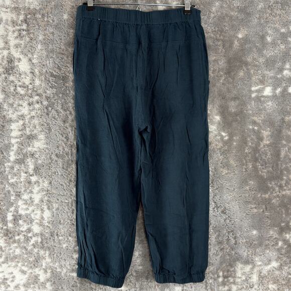 Grade + Gather Size S Ankle Linen Blend Flat Front Pants Green Button Zip Casual - Picture 3 of 12